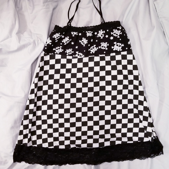 Girly Skulls and Checks Babydoll Top - Picture 7 of 7